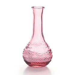 Graines Creatives Vase Vintage en verre à reliefs - Rose - 7,5 x 15,8 cm