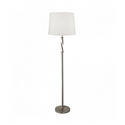 Searchlight Lampadaire vegas 1 ampoule satin argent blanc abat-jour en toile de jute ivoire