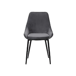 Avis Vente-Unique Lot de 6 chaises - Velours et métal noir - Anthracite - MASURIE