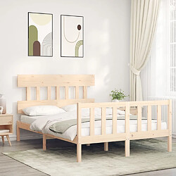 Maison Chic Cadre/structure de lit avec tête de lit pour adulte - Lit Moderne Chambre 140x200 cm bois massif -MN37349