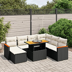 vidaXL Salon de jardin 8 pcs avec coussins noir résine tressée