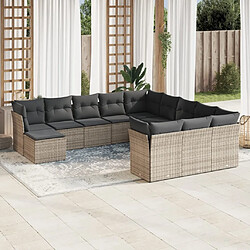 Maison Chic Salon de jardin avec coussins 12 pcs | Ensemble de Table et chaises | Mobilier d'Extérieur gris résine tressée -GKD51585