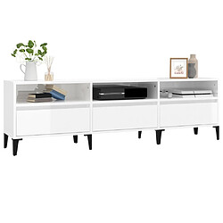 Acheter Maison Chic Meuble TV scandinave - Banc TV pour salon blanc brillant 150x30x44,5 cm bois d'ingénierie -MN62657