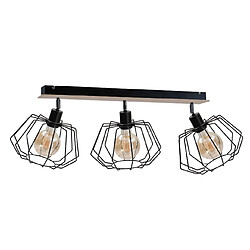 Lumière Soho Plafonnier Spot Barre Bois, 65cm, 3x E27