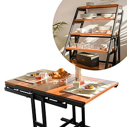 Blumie Table modulable (L120 x l78 x H77,5 cm) convertible en Etagère - style industriel 