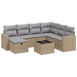 vidaXL Salon de jardin avec coussins 8pcs mélange beige résine tressée