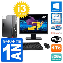 PC Fujitsu D556 DT Ecran 27" Intel i3-6100 RAM 32Go Disque 1To Windows 10 Wifi · Occasion 