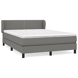 vidaXL Sommier à lattes de lit avec matelas Gris foncé 140x200cm Tissu