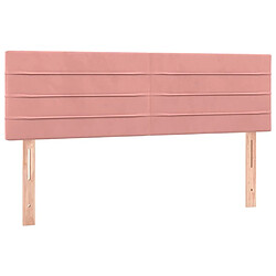 Acheter Tête de lit scandinave à LED,meuble de chambre Rose 144x5x78/88 cm Velours -MN22114