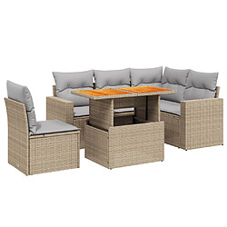 vidaXL Salon de jardin avec coussins 6 pcs beige résine tressée