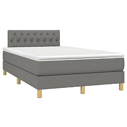 Avis Maison Chic Lit adulte- Lit + matelas + LED,Sommier à lattes de lit matelas LED gris foncé 120x190 cm tissu -GKD72361