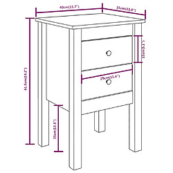 vidaXL Tables de chevet 2 pcs Noir 40x35x61,5 cm Bois de pin massif pas cher