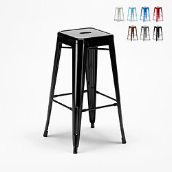 Ahd Amazing Home Design Tabouret Tolix industriel en acier et métal pour bars et cuisines Steel Up, Couleur: Noir