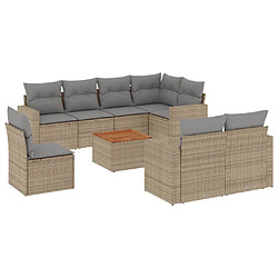 vidaXL Salon de jardin avec coussins 9pcs mélange beige résine tressée