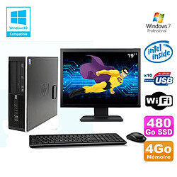 Lot PC HP 8100 SFF G6950 2,8 GHz 4Go 480Go SSD Wifi Graveur W7 Pro Ecran 19" · Occasion 