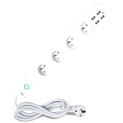 Bloc multiprise 16A connecté 4 prises 2P+T et 4 USB avec compteur de consommation (Mult-E) Wifi - Voltman