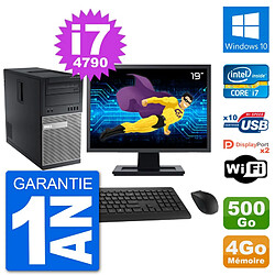 PC Tour Dell 9020 Ecran 19" Intel i7-4790 RAM 4Go Disque 500Go Windows 10 Wifi - Occasion