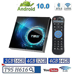 Universal T95 TV Box pour Android 10 Allwinner H616 Quad Core 6K WiFi Android 4 Go RAM 64 Go Rom 10.0 Media