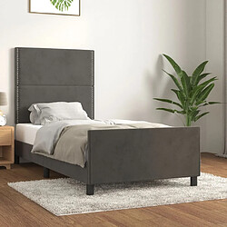 Maison Chic Cadre/structure de lit avec tête de lit pour adulte - Lit Moderne Chambre Gris foncé 80x200 cm Velours -MN84503