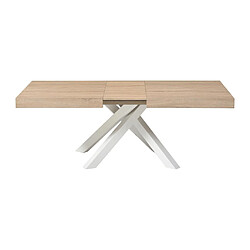 Avis Vente-Unique Table à manger extensible 6 à 10 personnes en MDF et métal - Naturel et blanc - CATONAV