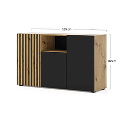 Bestmobilier Ozzy - buffet bas - bois et noir - 135 cm pas cher