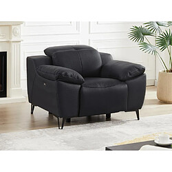 Vente-Unique Fauteuil relax électrique en cuir noir ROVETO