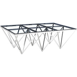 Vivenla Table basse design en acier inoxydable poli argenté et plateau en verre trempé transparent L. 120 x P. 80 x H. 42 cm collection VERONA