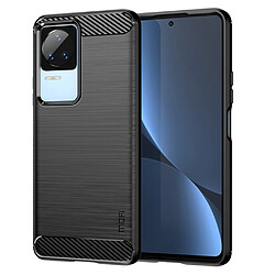 Coque en TPU MOFI flexible, antichoc, surface brossée, texture fibre de carbone, noir pour votre Xiaomi Redmi K50/Redmi K50 Pro