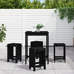 Maison Chic Table de bar et chaises d'extérieur 5 pcs,Ensemble de bar de jardin pour relax noir bois de pin massif -GKD861401