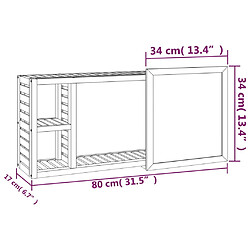 Helloshop26 Armoire à miroir 80 x 17 x 34 cm bois massif de noyer 02_0006653 pas cher