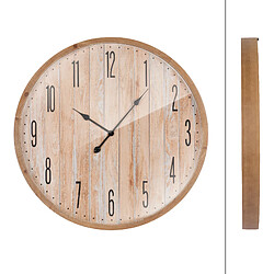 Ecd Germany Horloge murale vintage ronde en bois et verre MDF horloge décorative salon Ø76cm