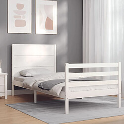 Maison Chic Cadre/structure de lit avec tête de lit pour adulte - Lit Moderne Chambre blanc petit simple bois massif -MN28848