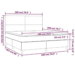 Acheter vidaXL Sommier à lattes de lit matelas et LED Marron foncé 180x200 cm