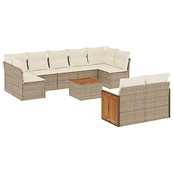 Maison Chic Salon de jardin avec coussins 10 pcs | Ensemble de Table et chaises | Mobilier d'Extérieur beige résine tressée -GKD82069