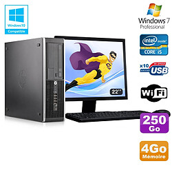 Lot PC HP Elite 8300 SFF I5-3470 3.2GHz 4Go 250Go Graveur Wifi W7 + Ecran 22" - Occasion