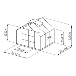 Vente-Unique Serre de Jardin en polycarbonate de 5,9 m² avec embase - Vert - ANISSA pas cher