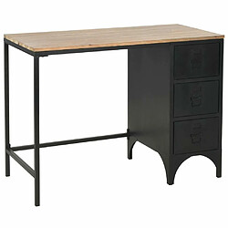 Avis Maison Chic Bureau solide,Table de travail,Bureau d'ordinateur à piédestal unique Bois de sapin et acier 100x50x76 cm -GKD77293