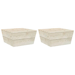 vidaXL Tables de jardin 2 pcs 60x60x30 cm Bois d'épicéa imprégné