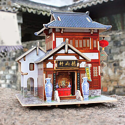 1/24 diy miniature kits 3d maison de poupée avec des meubles cadeau de maison de thé chinois