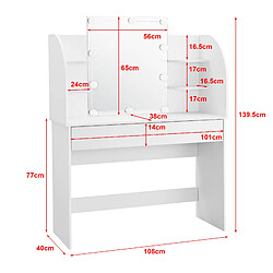 Avis Coiffeuse - Table de maquillage Köla à 10 LED blanc [en.casa]