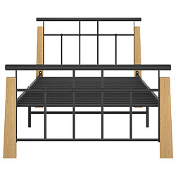 Avis Maison Chic Lit adulte - Lit simple Cadre de lit,Structure du lit Contemporain Métal et bois de chêne massif 100x200 cm -MN66594