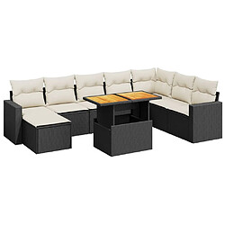 Maison Chic Ensemble Tables et chaises d'extérieur 9 pcs avec coussins,Salon de jardin noir résine tressée -GKD862148