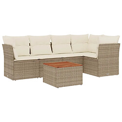 vidaXL Salon de jardin avec coussins 6 pcs beige résine tressée