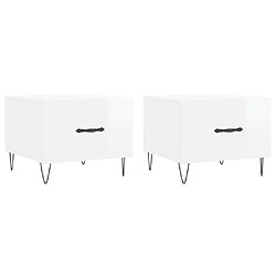 vidaXL Tables basses 2 pcs blanc brillant 50x50x40cm bois d'ingénierie