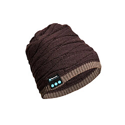 YP Select Bonnet en tricot Automne et Hiver Casual Fish Pattern Hat Appel sans fil Musique Bluetooth 5.0 Headset Hat-Marron 