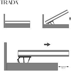 TRADA Lit adulte rembourré Bond avec rangement et matelas ressorts ensachés 180x200 en gris clair pas cher