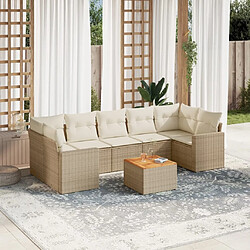 Maison Chic Salon de jardin avec coussins 8 pcs | Ensemble de Table et chaises | Mobilier d'Extérieur beige résine tressée -GKD76005