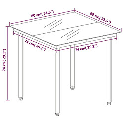 Acheter vidaXL Table à dîner de jardin Noir 80x80x74 cm Acier et verre