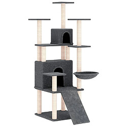 Arbre à chat avec griffoirs,niche pour chat en sisal Gris foncé 154 cm -MN76733