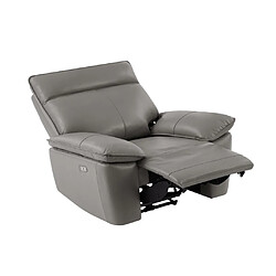 Vente-Unique Fauteuil relax électrique en cuir de vachette gris NOVENA pas cher